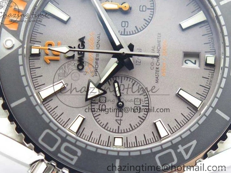 0227 Planet Ocean Master Chrono SS OM 1:1 Best Edition Gray Dial On SS Bracelet A9900 V Efficient 8116